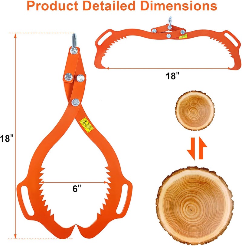 Meyoppm 18 Inch 2 Serrated Claw Hook Log Lifting Tongs, Heavy Duty Loglifting Tongs, Grapple Timber Claw for Handling, Dragging & Carrying Tool - Image 2